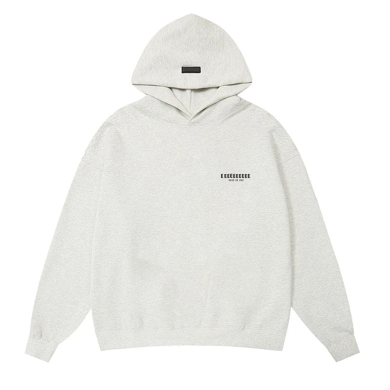 A light gray classic brand hoodies quality fleece sweatshirt with a minimalist logo for hiphop streetwear oversize looks