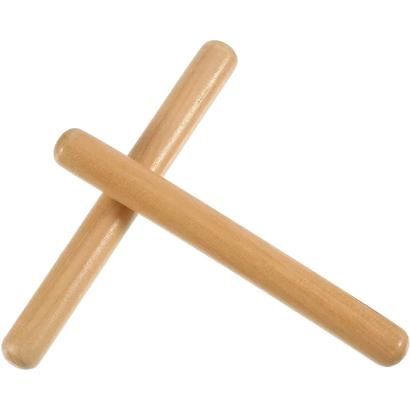Natural wood-colored smooth surface classic claves rhythm sticks claves percussion instrument kid musical toy