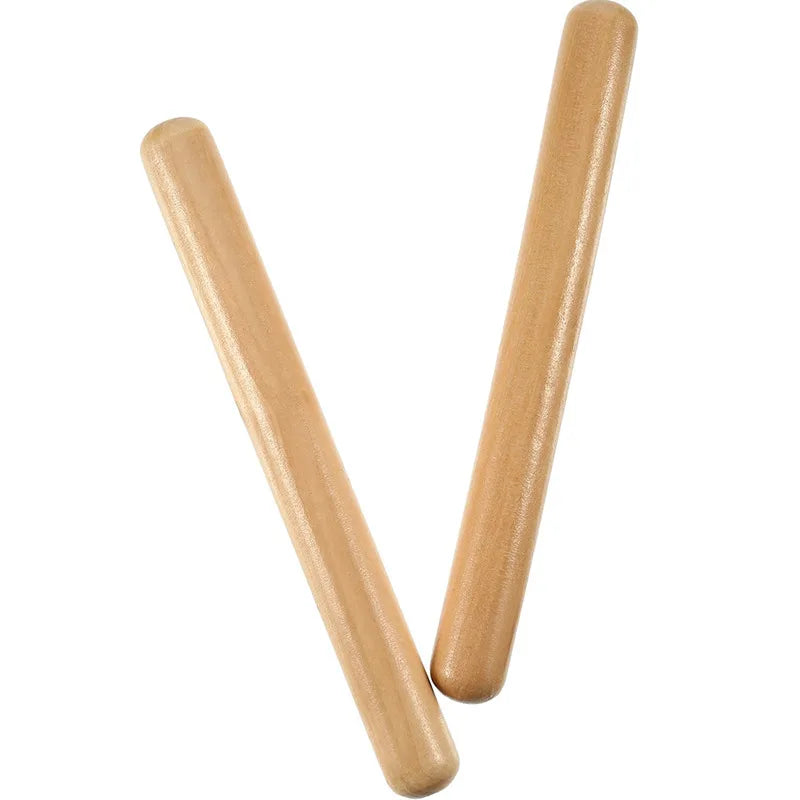 Pair of natural wood-colored classic claves rhythm wooden percussion sticks for percussion instrument kid use