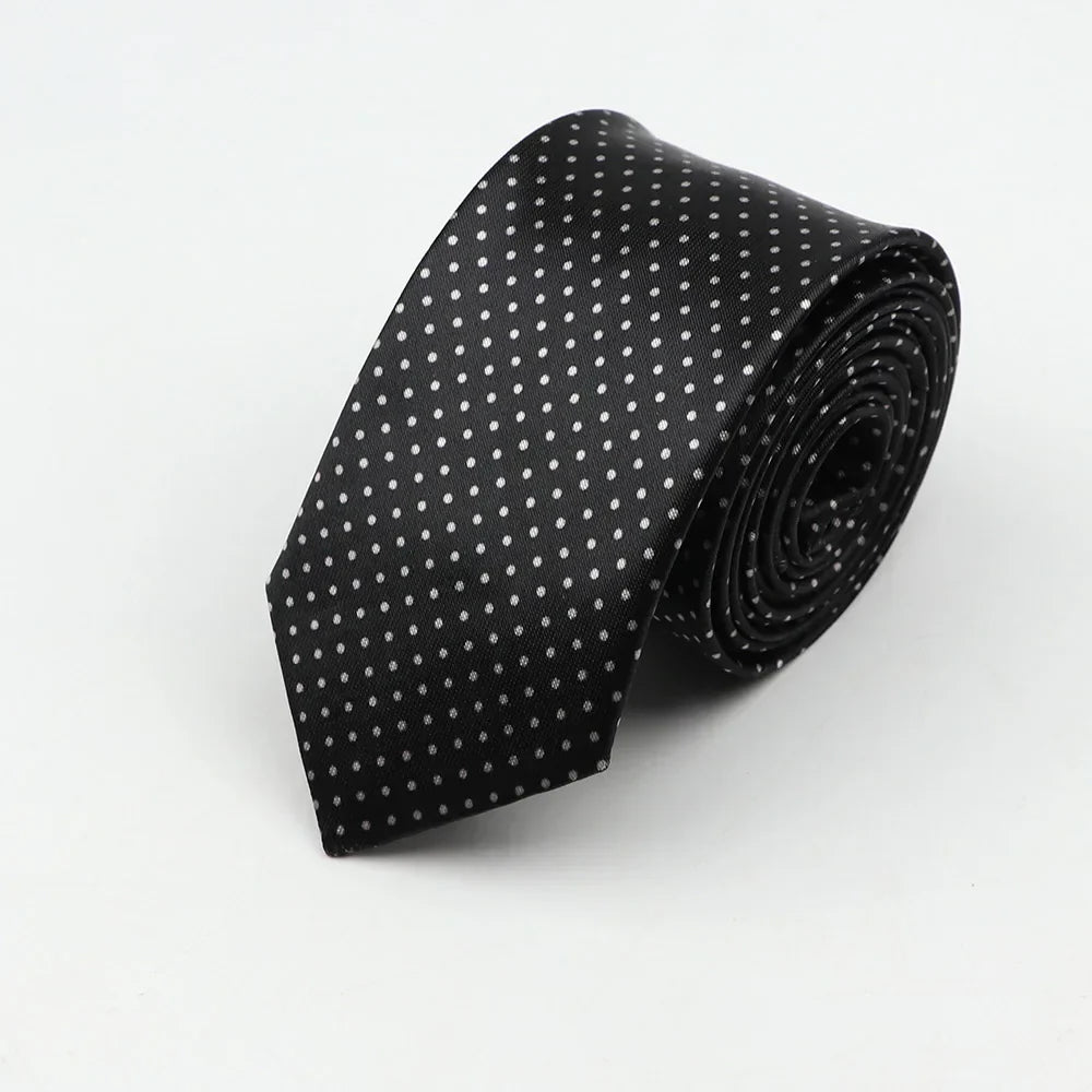 Black silk skinny tie with subtle white polka dots classic fashion colorful musical notes width necktie party accessory