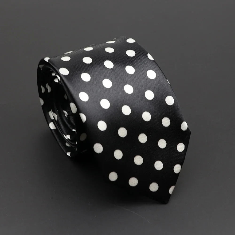Black silk classic musical notes printed tie with white polka dots silky narrow necktie for elegant use