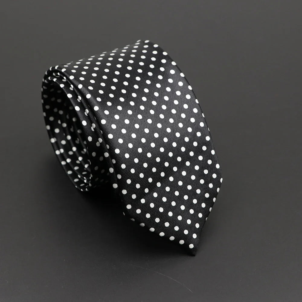 Black silk classic musical notes printed tie with white polka dots silky narrow neckties for elegant unisex wear