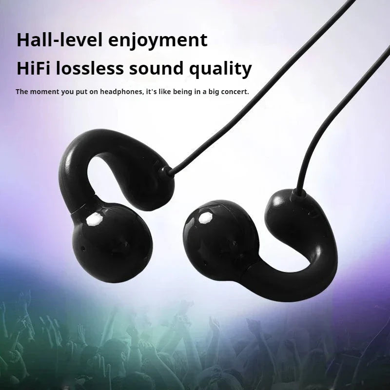 Black in-ear wired headphones with sleek curved design and thin cables sports music earbuds handfree sport gamer headset earphones