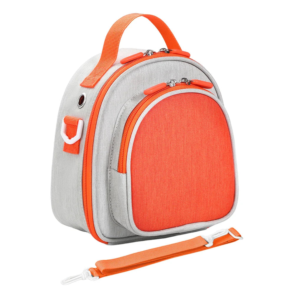 Bright orange and gray insulated yoto mini holder carrying bag with detachable strap and cards organizer case up to 30 cards