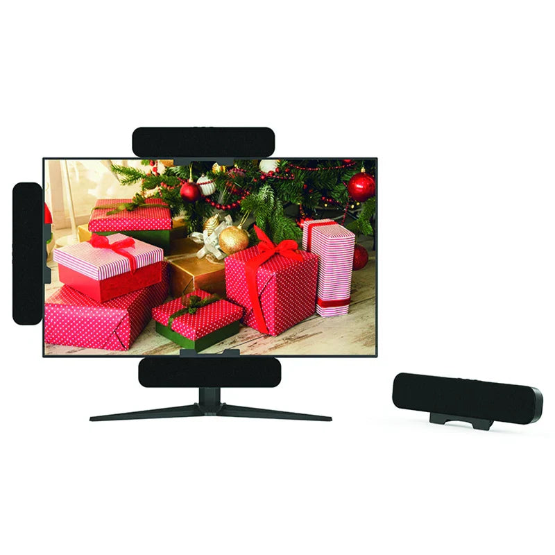 Black minimalist desktop computer mini speaker u24 audio usb interface system with matching stand and side speakers