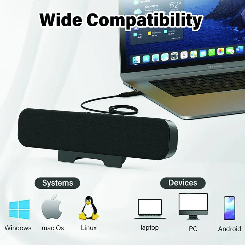 Black rectangular mini speaker u24 with matte finish and sleek design for desktop computer audio usb interface use