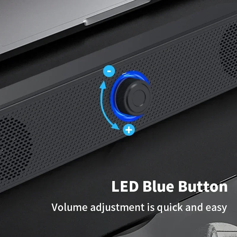 Black computer desktop high-quality 4D surround speaker with blue led volume button bluetooth wired dual-purpose design