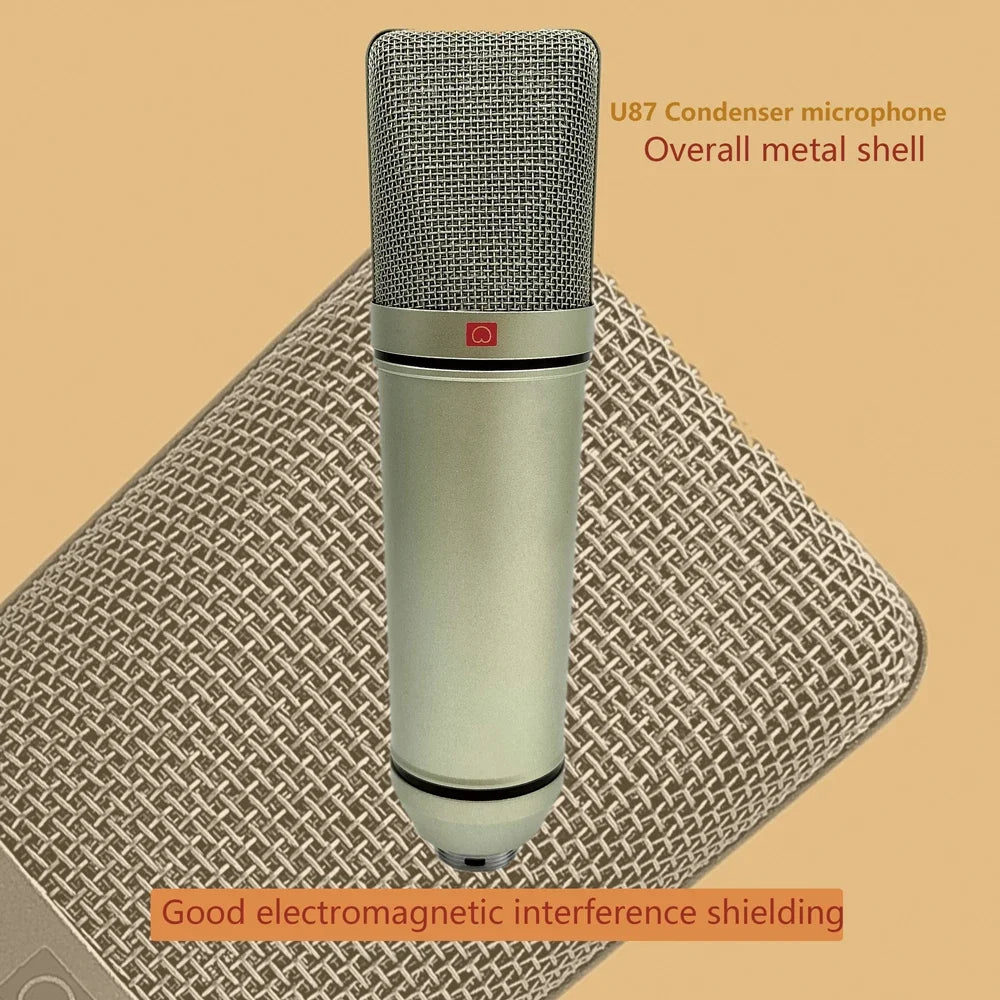 Silver condenser microphone professional with mesh grille metal shell for laptop wired karaoke and stand mikrofon audio use