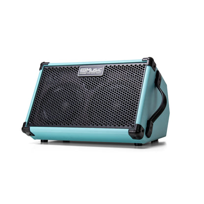 Teal bp40d powered acoustic guitar amplifier with black perforated grille microphone rechargeable 80w portable speaker