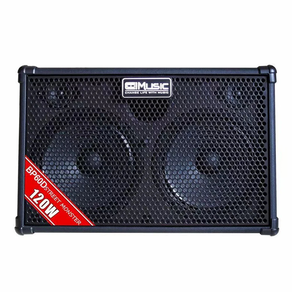Black c-music bp60d street monster 120w dual speaker guitar amplifier with perforated grille and sturdy frame for practice amp