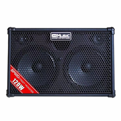Black c-music bp60d street monster 120w dual speaker guitar amplifier with perforated grille and sturdy frame for practice amp