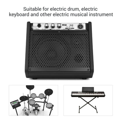 Black m20 portable amplifier with honeycomb grille supports usb mp3 player function for electric drums and keyboards