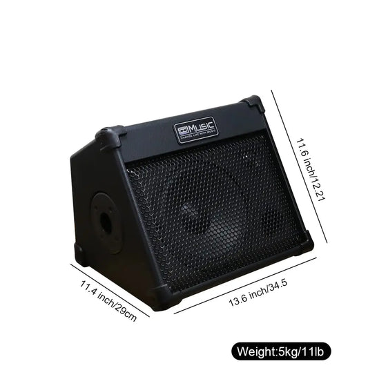 Black rectangular coolmusic portable acoustic amplifier with mesh grille and adjustable reverb effect for acoustic guitar