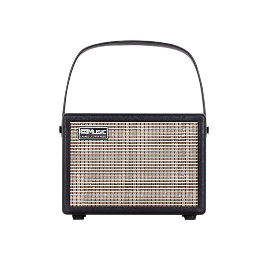 Black and cream retro electric guitar amplifier rechargeable 15w headphone with woven grille and music brand logo