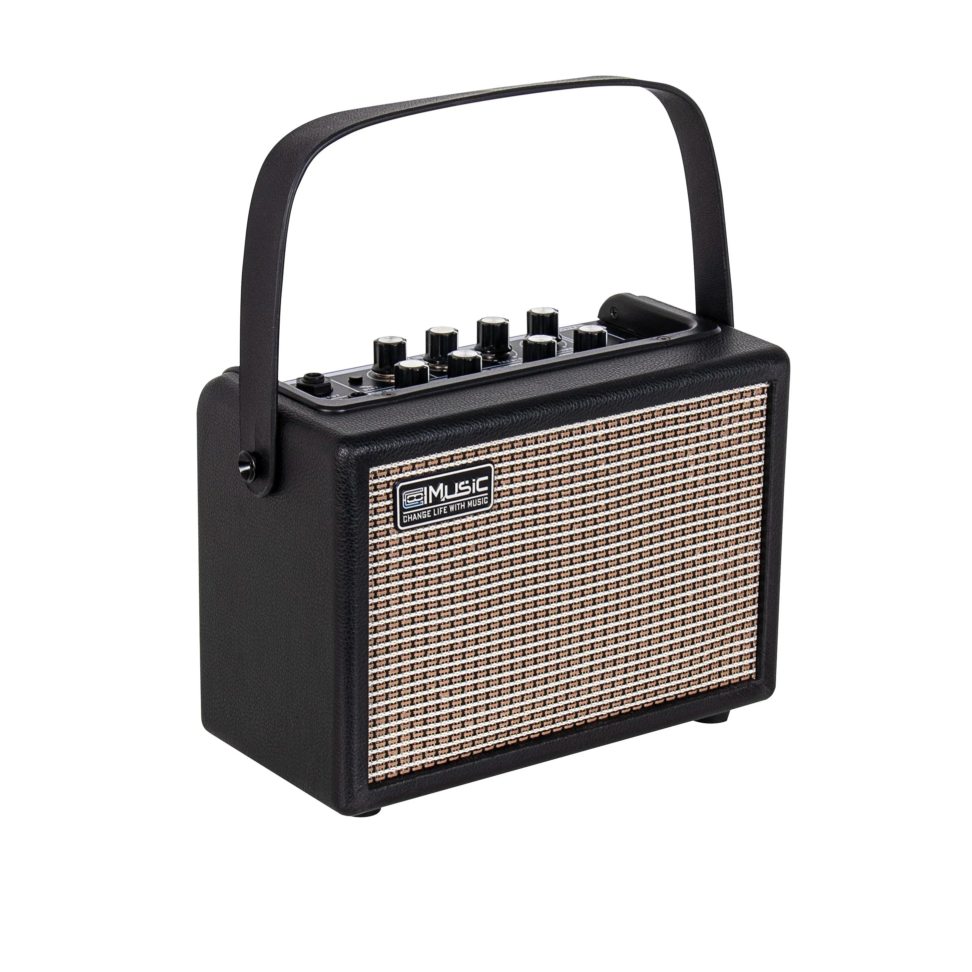 Black coolmusic unique-15g 15w electric guitar amplifier with textured grille and carrying handle for 15w musical instruments