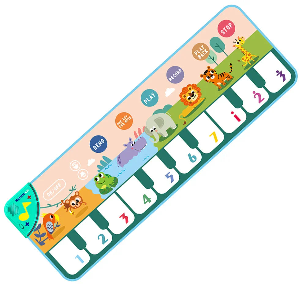 Colorful coolplay musical piano mat with cartoon animals and numbered keys for toddlers floor keyboard play with animal sounds baby