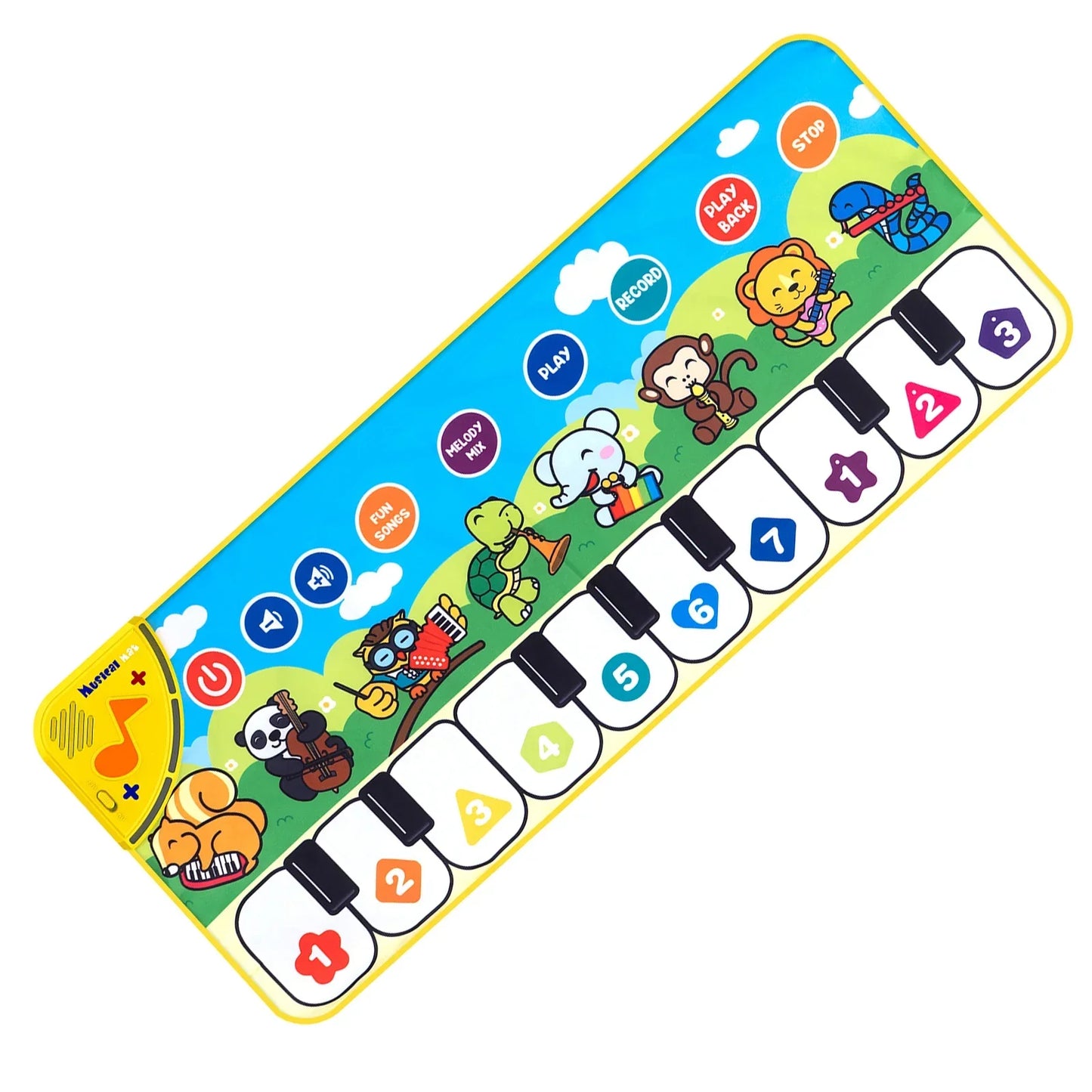 Colorful coolplay musical piano mat for kids toddlers floor keyboard with black and white keys and animal sounds baby buttons