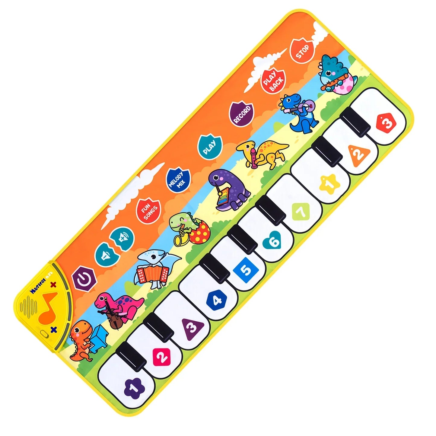 Colorful coolplay musical piano mat with black and white keys orange accents and animal sounds baby for toddlers floor keyboard