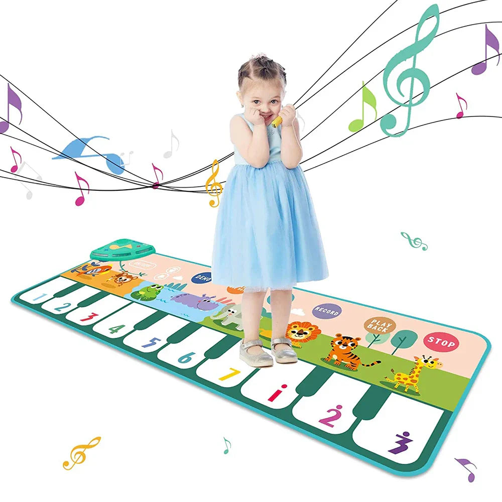 Colorful coolplay musical piano mat with animal illustrations and interactive buttons for toddlers floor keyboard play