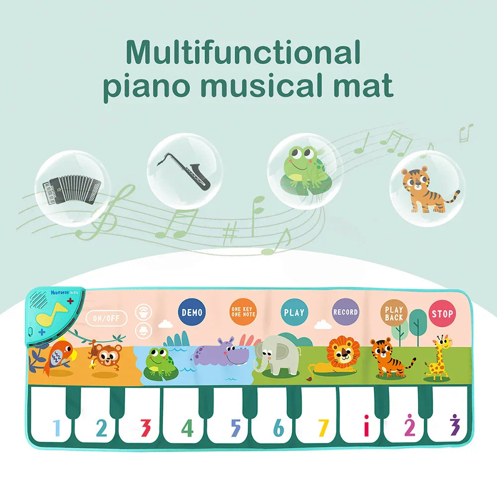 Colorful coolplay musical piano mat with numbered keys and animal illustrations for toddlers floor keyboard and animal sounds baby use