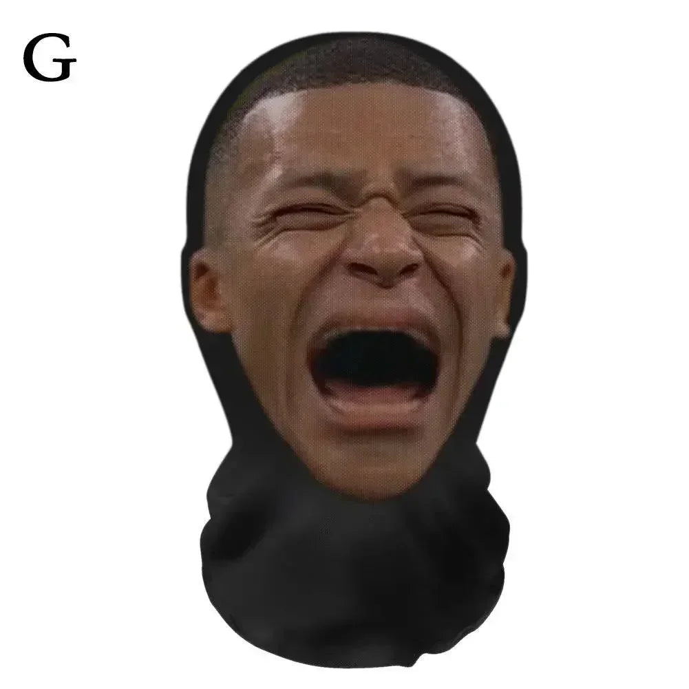 Black silicone cosplay 3d printed face mask with detailed screaming emoji design for role play headdress and hip hop fashion