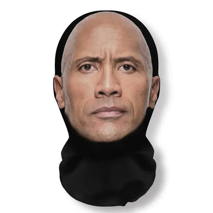 Black cosplay 3d printed full face mask with detailed dwayne johnson print for role play headdress and hip hop fashion