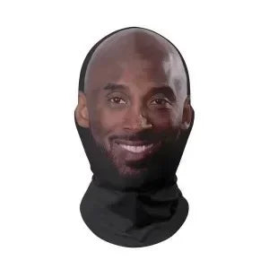 Black cosplay 3d printed mesh full face mask with kobe bryant smiling face for role play headdress and hip hop fashion