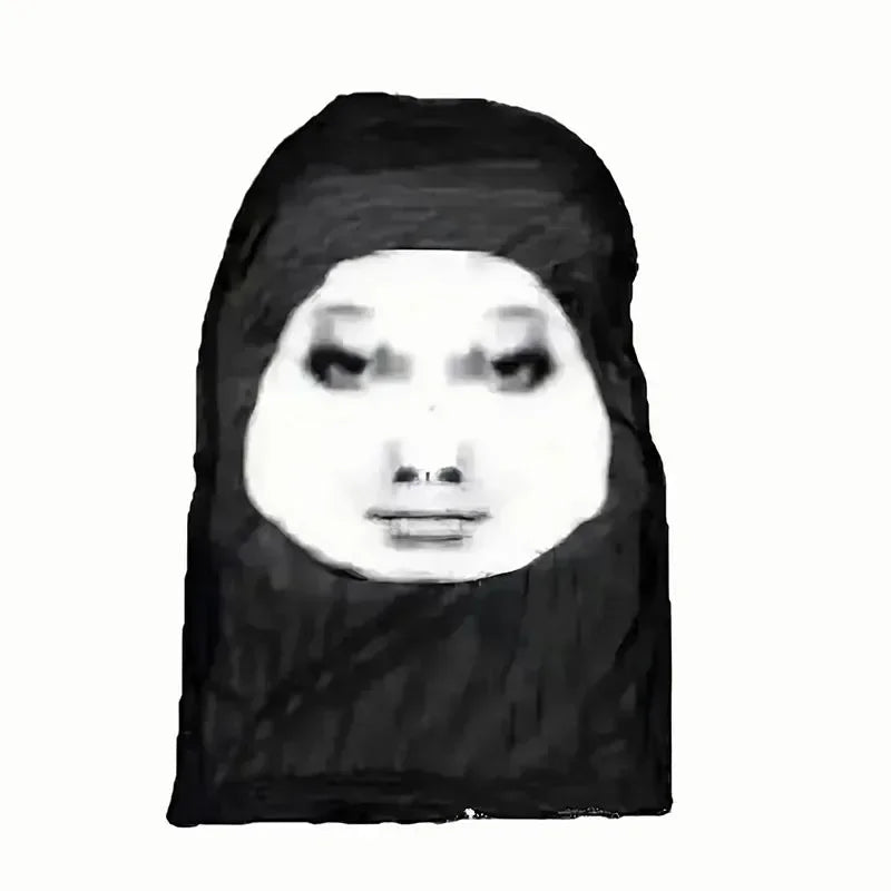 Black cosplay 3d printed full face mesh mask with white facial area and dark eyes for role play headdress and hip hop fashion