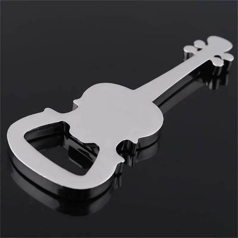 Shiny silver metal violin-shaped bottle opener for creative guitar beer bottle opener musical small prize gift use