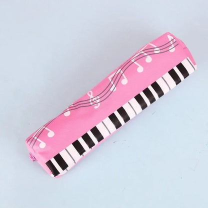 Pink creative musical note piano stationery pouch made of oxford cloth with square single layer design for students