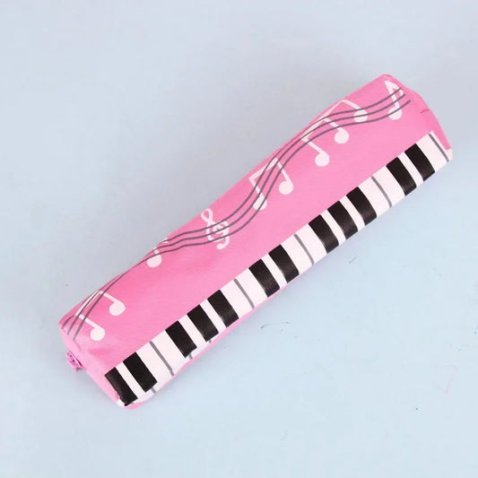 Pink creative musical note piano stationery pouch made of oxford cloth with square single layer design for students