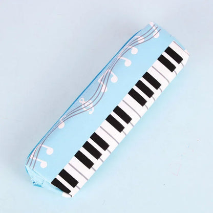 Light blue creative musical note piano stationery pouch square single layer oxford cloth pencil case for students
