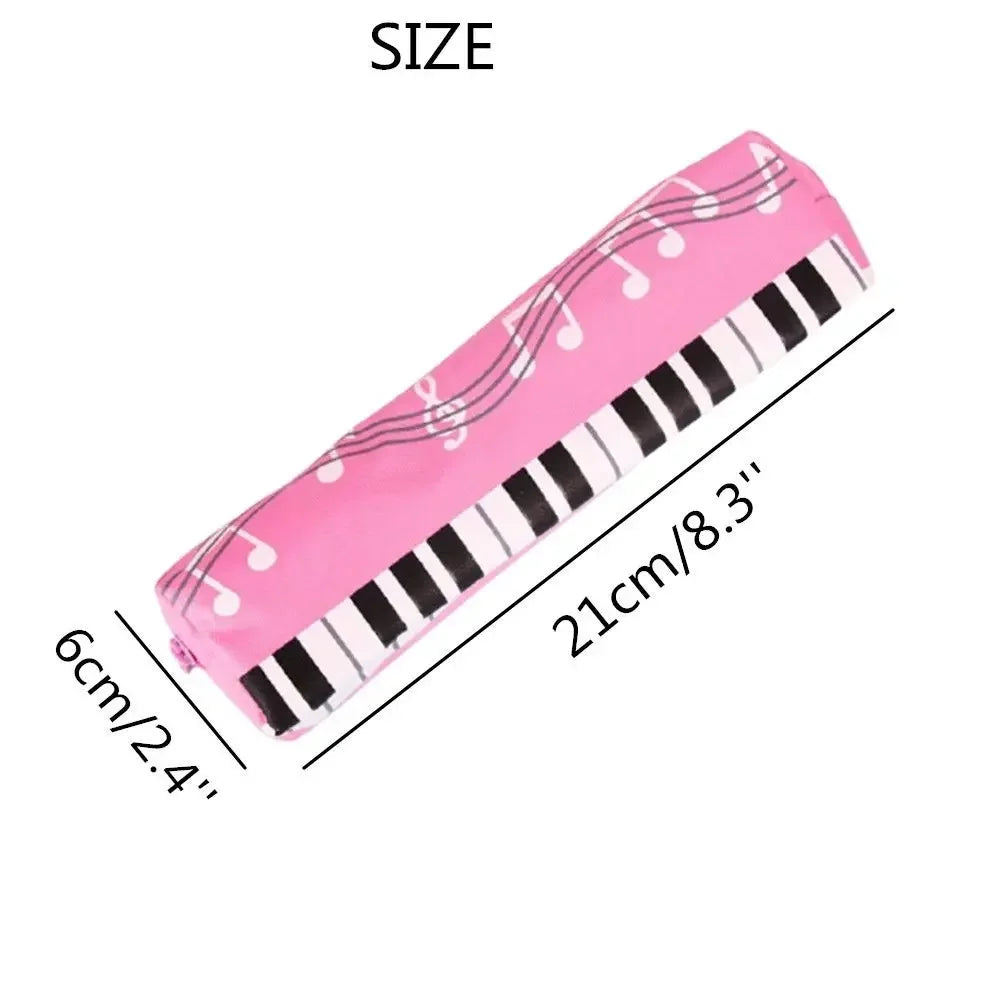 Pink creative musical note piano stationery pouch with black and white keys square single layer oxford cloth pen bag