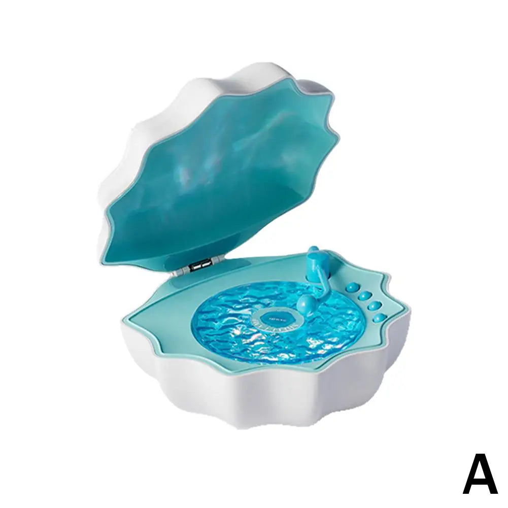 Turquoise and white seashell-shaped shell light wireless bluetooth speaker with blue subwoofer sleeping desktop ornament