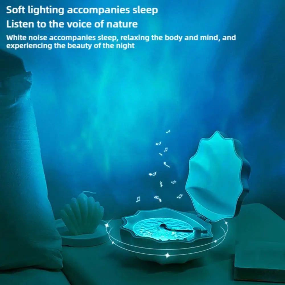 Blue glowing seashell-shaped shell light wireless bluetooth speaker with subwoofer sleeping desktop ornaments romantic design