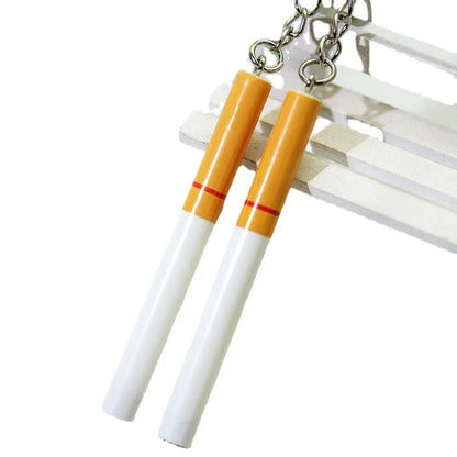 Orange and white creative simulation pvc cigarette key chain with red stripe detail for bag pendant accessories