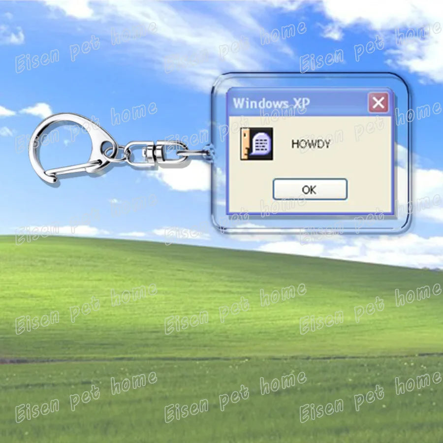 Silver metal keychain with clear acrylic creative xp window charm featuring failed successfully design for ring jewelry fans