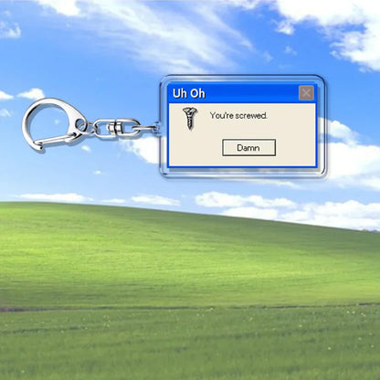 Silver metal creative xp window keychain with transparent acrylic failed successfully keychain for ring jewelry fans