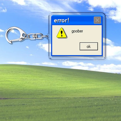 Silver metal creative xp window keychain with transparent window showing classic failed successfully error dialog box design