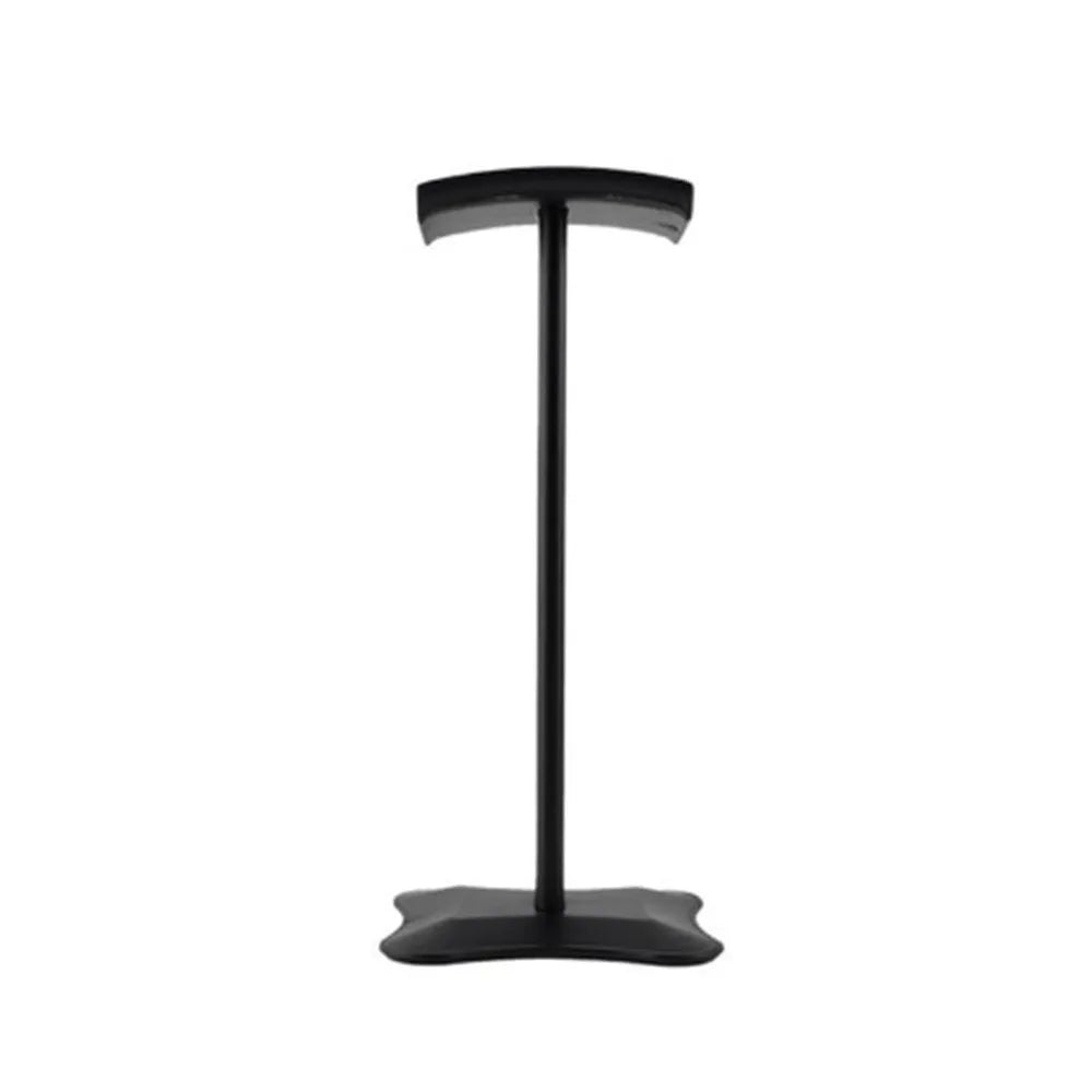 Black metal curved earphone stand with wide base for heavy duty wireless gaming earphones like AirPods Max and Pro