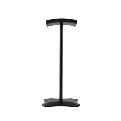 Black metal curved earphone stand with wide base for heavy duty wireless gaming earphones like AirPods Max and Pro