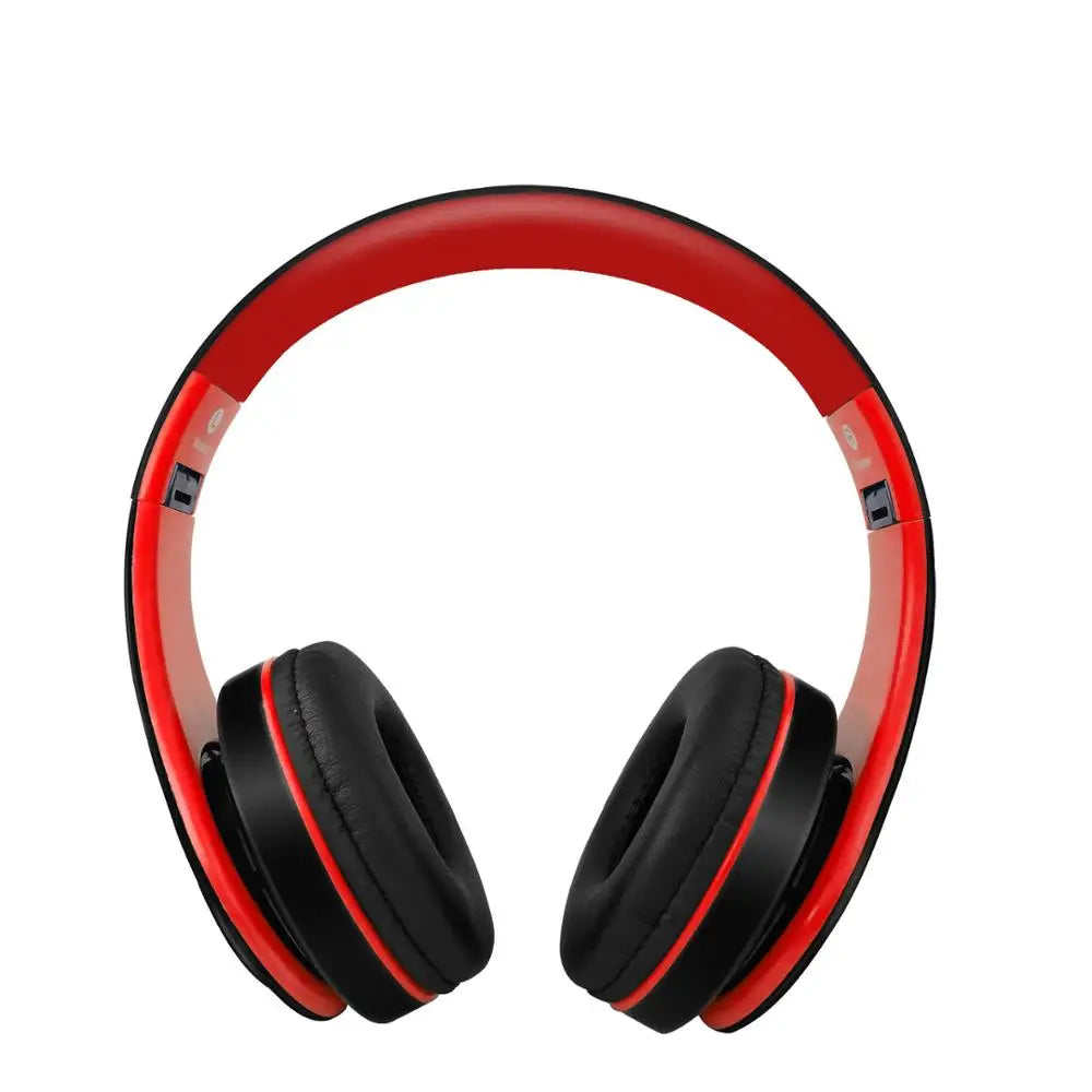 Red and black custom logo bluetooth over-ear headphones d422-p4p stereo headsets shenzhen factory with sleek design