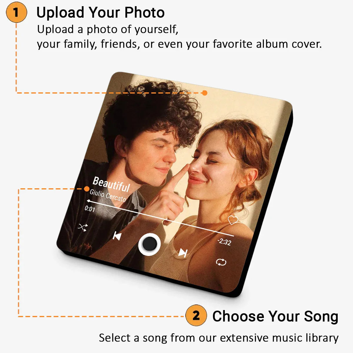 Personalized refrigerator magnets with a sleek black frame displaying a custom music album image perfect as best Christmas gift
