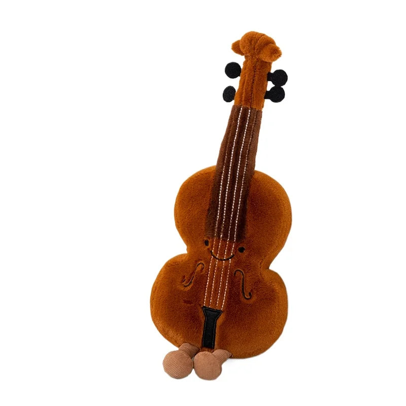 Cute musical plush soft violin 30cm in brown with black embroidered details perfect as guitar pipa tuning gift