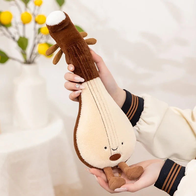 Cute musical plush soft violin 30cm brown and cream stuffed toy shaped like guitar pipa tuning instrument gift