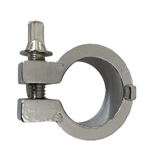 Silver metal cymbal stand memory lock drum clamp multifunction with threaded bolt and square nuts for adjustable tightening