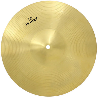 A 14-inch golden brass hi-hat cymbal with concentric grooves for universal brass jazz instrument drum rhinestones stand use