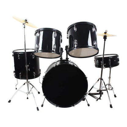 Black glossy finish instrument drum rhinestones with chrome hardware and universal brass jazz cymbals on stand universal brass
