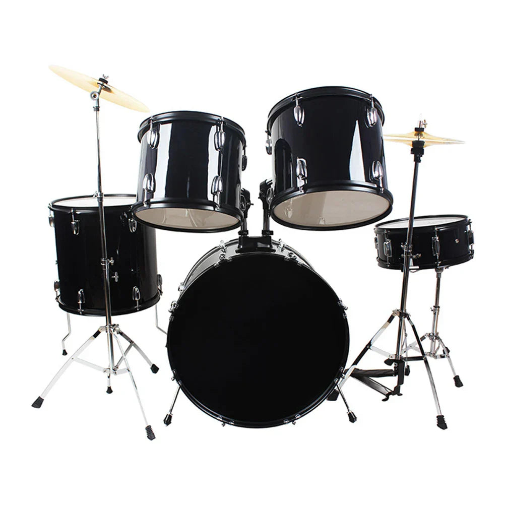 Black glossy finish instrument drum rhinestones with chrome hardware cymbals and stand universal brass jazz setup