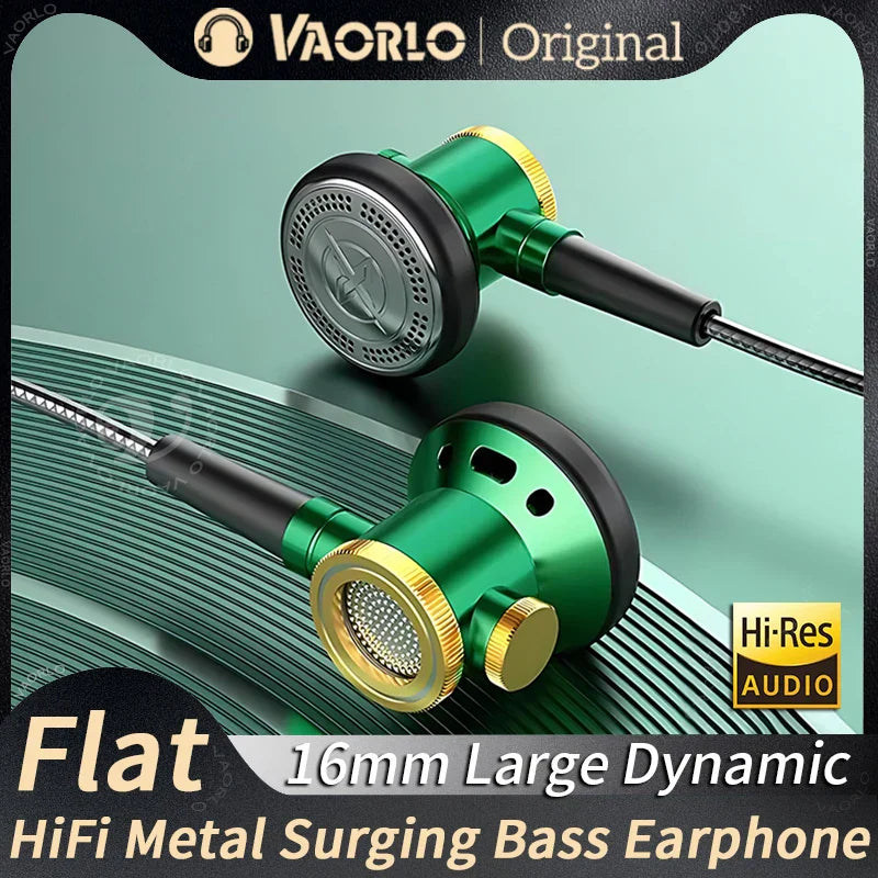 Green and gold d08 metal hifi in ear headphones with 16mm drivers mic wired clear sound bass for sports music gamer
